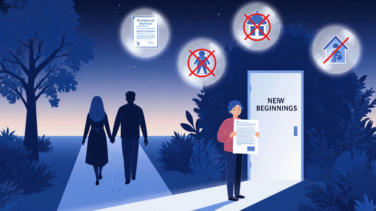 A symbolic split path in a garden representing divorce and new beginnings.