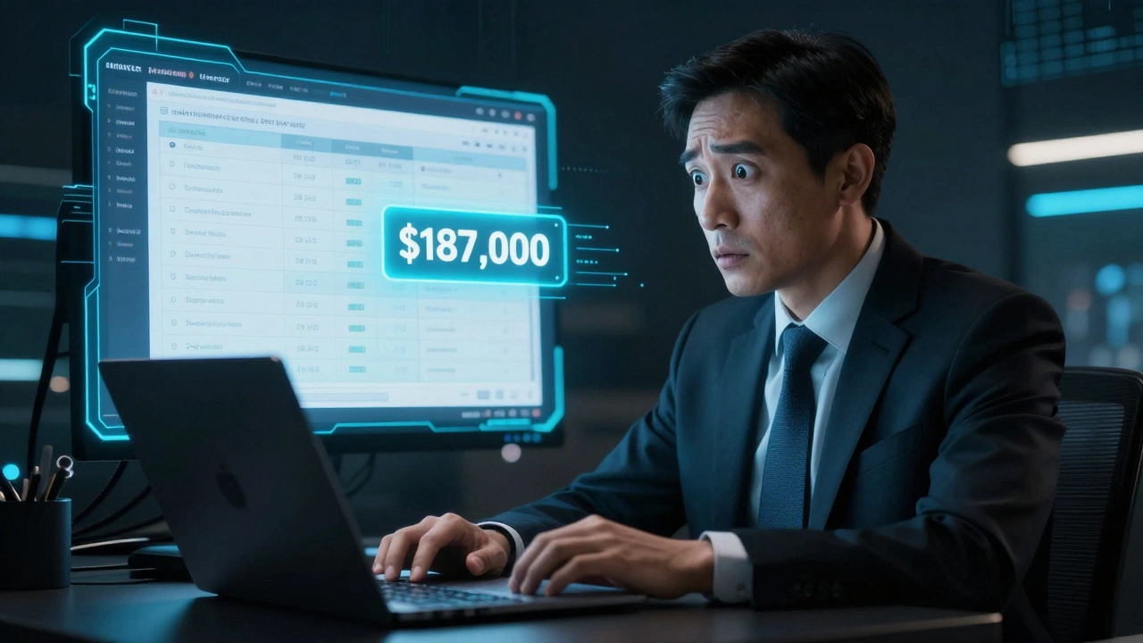 Attorney discovering hidden cryptocurrency assets on a laptop screen during a divorce case.