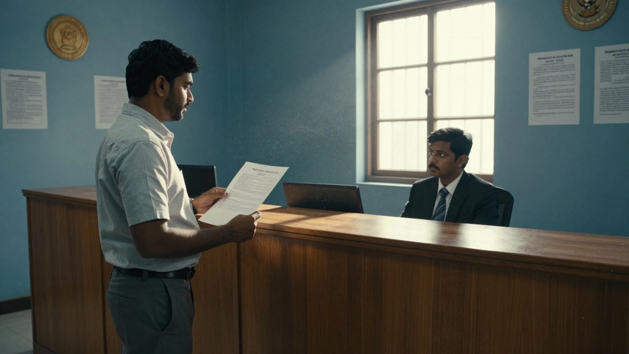 Consumer filing a complaint in a district consumer court in India.