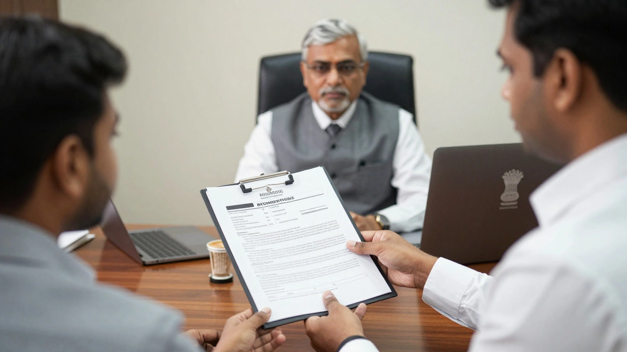 Employee submitting evidence to Labor Commissioner in India