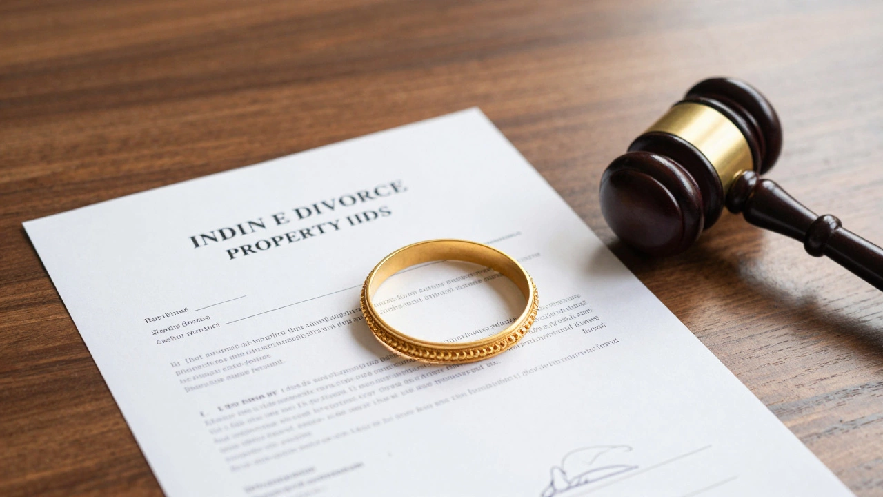 Gold jewelry and property deeds on a table