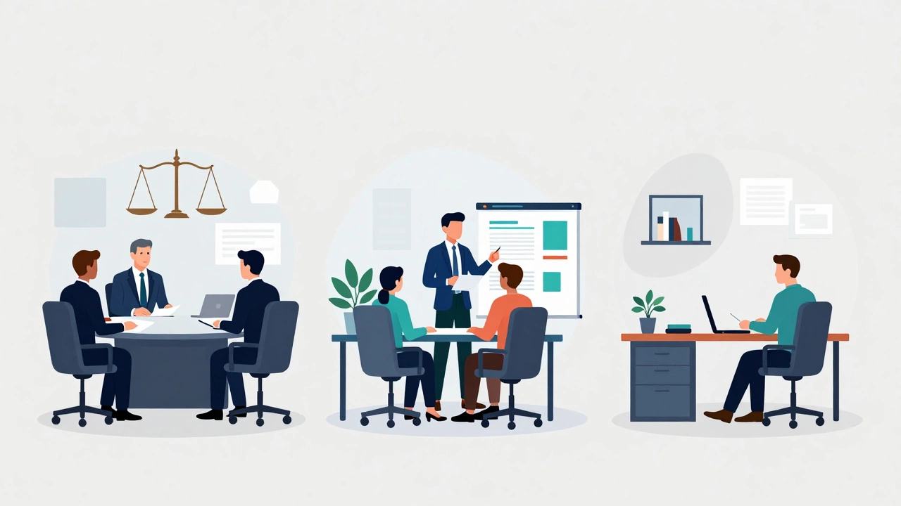 Illustration of law firms, in-house teams, and solo practitioners