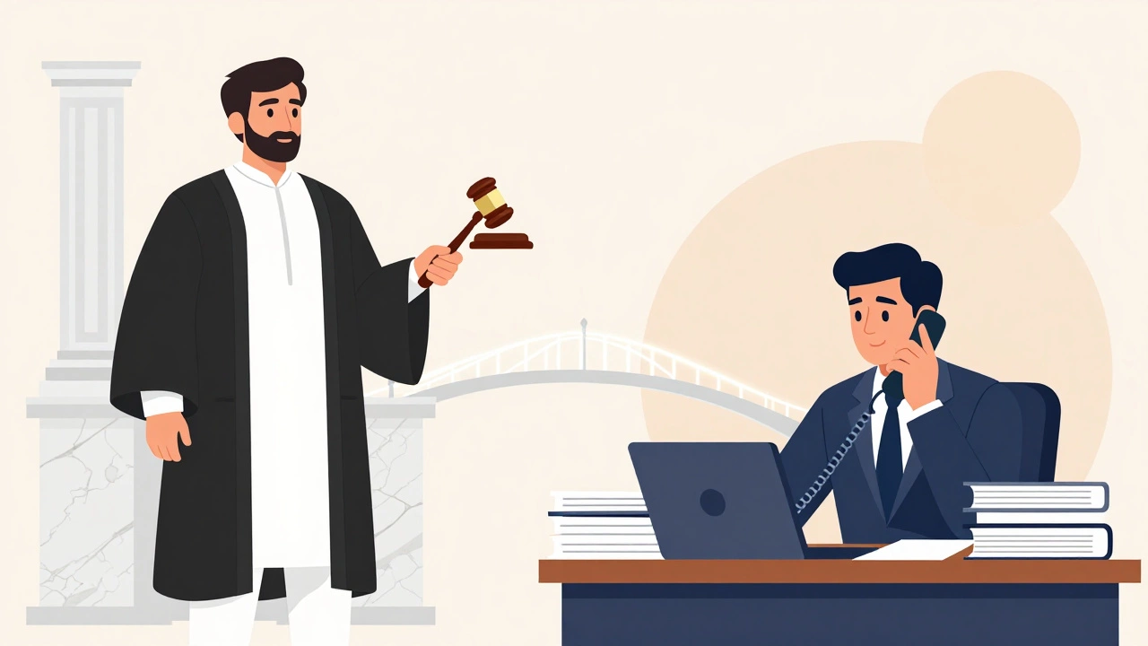 Illustration of a Senior Advocate and a litigator working together