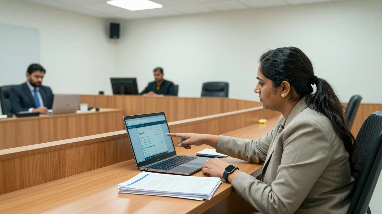 Woman filing a complaint in a modern Indian consumer court