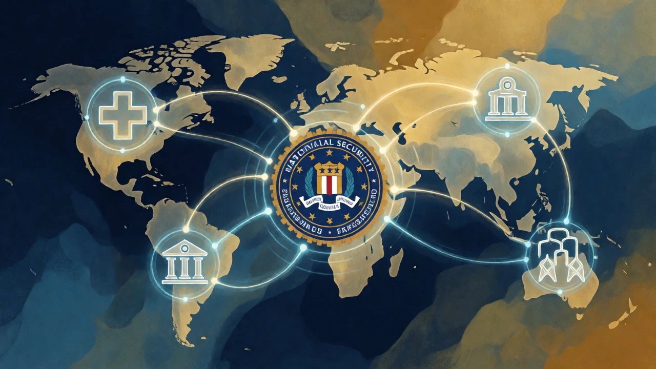 Abstract visualization connecting critical infrastructure to federal cyber defense