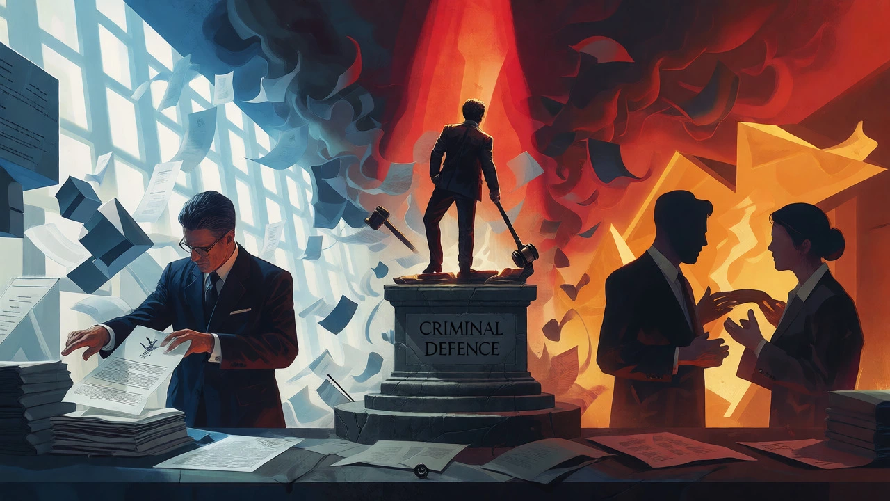 Conceptual art contrasting criminal, corporate, and family law strengths